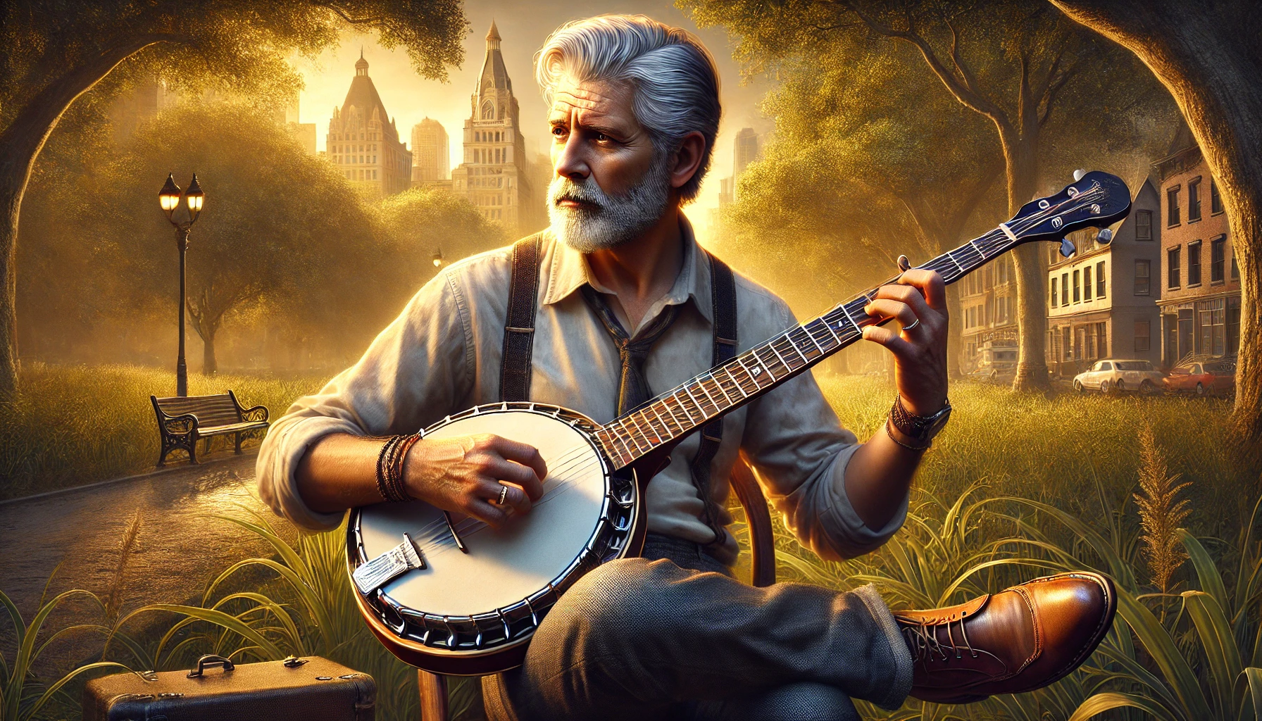 John Marshall Barham playing banjo
